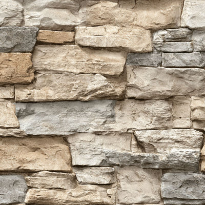 Peel and Stick Wallpaper Contact Paper Natural Stone Wall Rustic Earthy Tones Self Adhesive and Removable 17.7in x 118in(45x300cm)