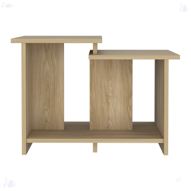 Table basse de 23,6 po avec tablette ouverte, espace de rangement pour bureau personnel, Chêne