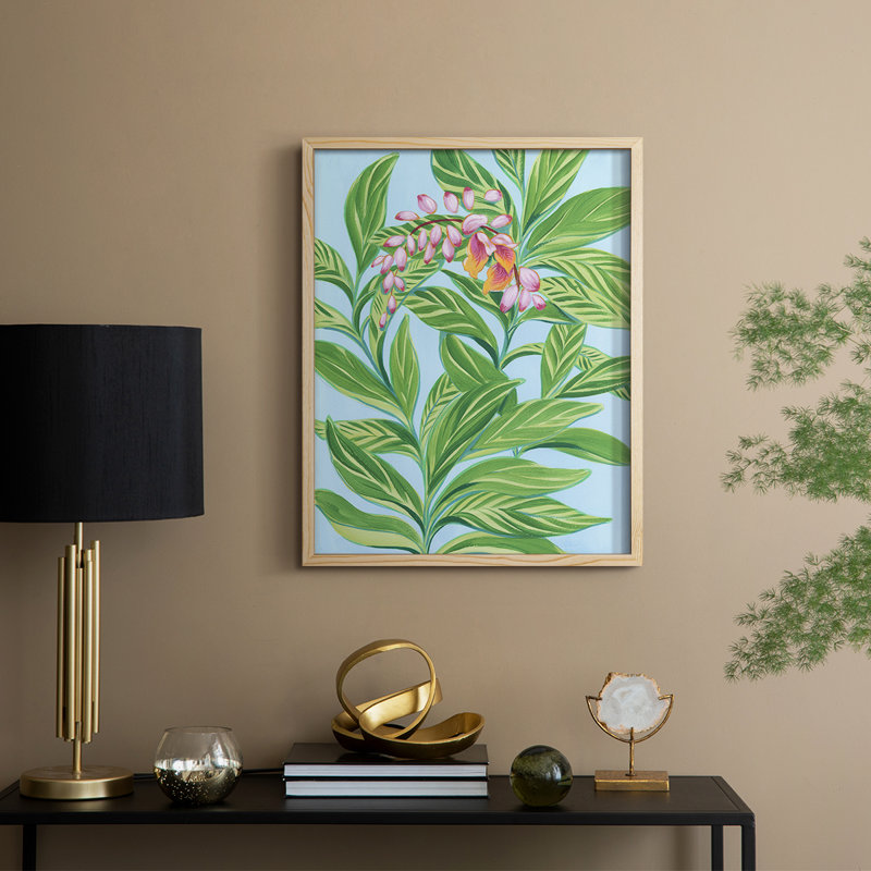 «Tropical Shell Ginger I», reproduction encadrée - bois massif, H 15 po x l 12 po