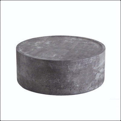 Round Coffee Table with Faux Concrete Finish and No Assembly Required
