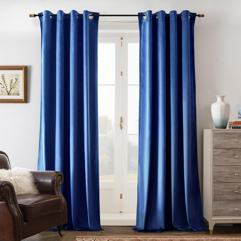Ensemble de 2 rideaux obscurcissants en velours, Marine, L 52 po x L 84 po