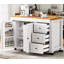 Îlot de cuisine 74,8 po avec table de salle à manger extensible, chariot de rangement de cuisine avec 3 tiroirs, prise de courant, îlot de cuisine sur roulettes avec support à épices et armoire à 2 portes, pour la cuisine-1633046592