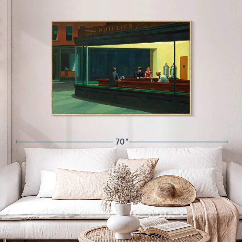 Nighthawks, Cadre flottant en bois naturel, 46 po x 31 po