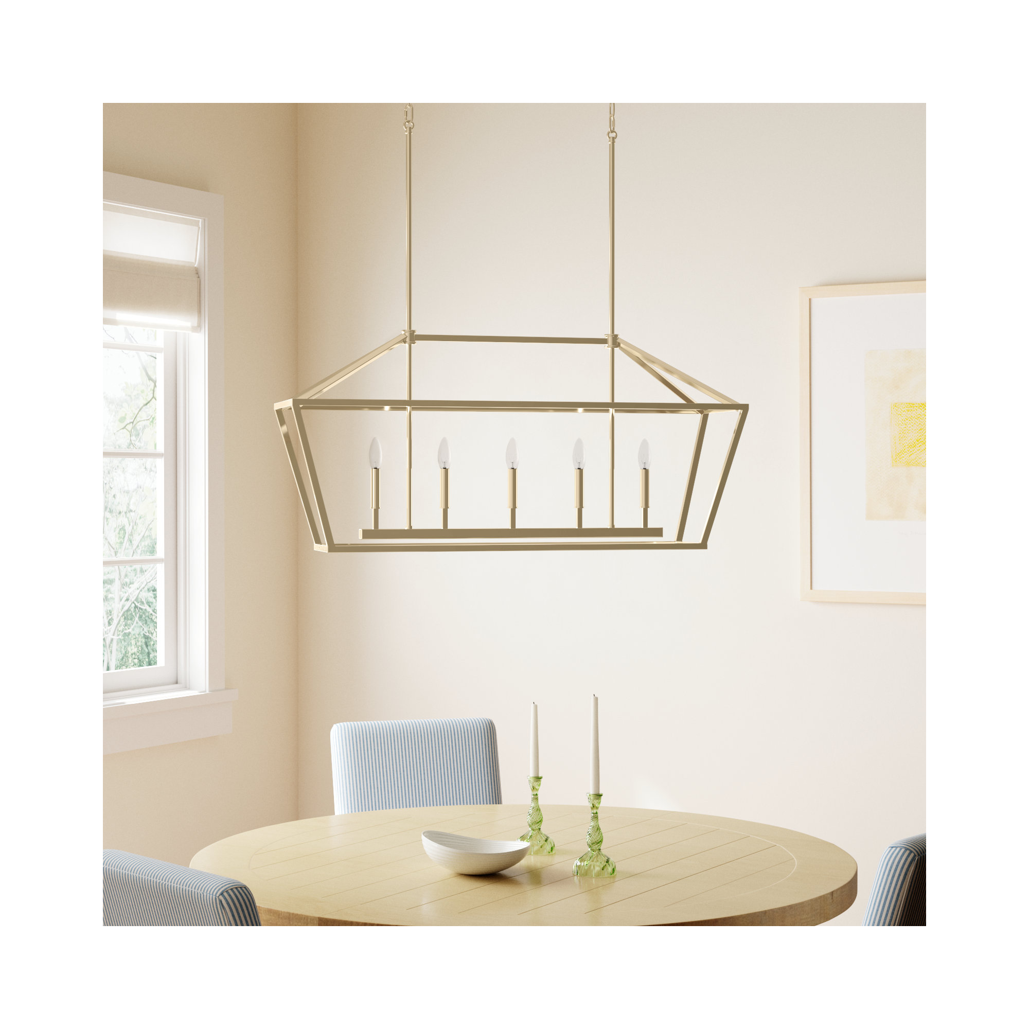 Glenhaven 5 Light Dimmable Pendant, Modern Gold