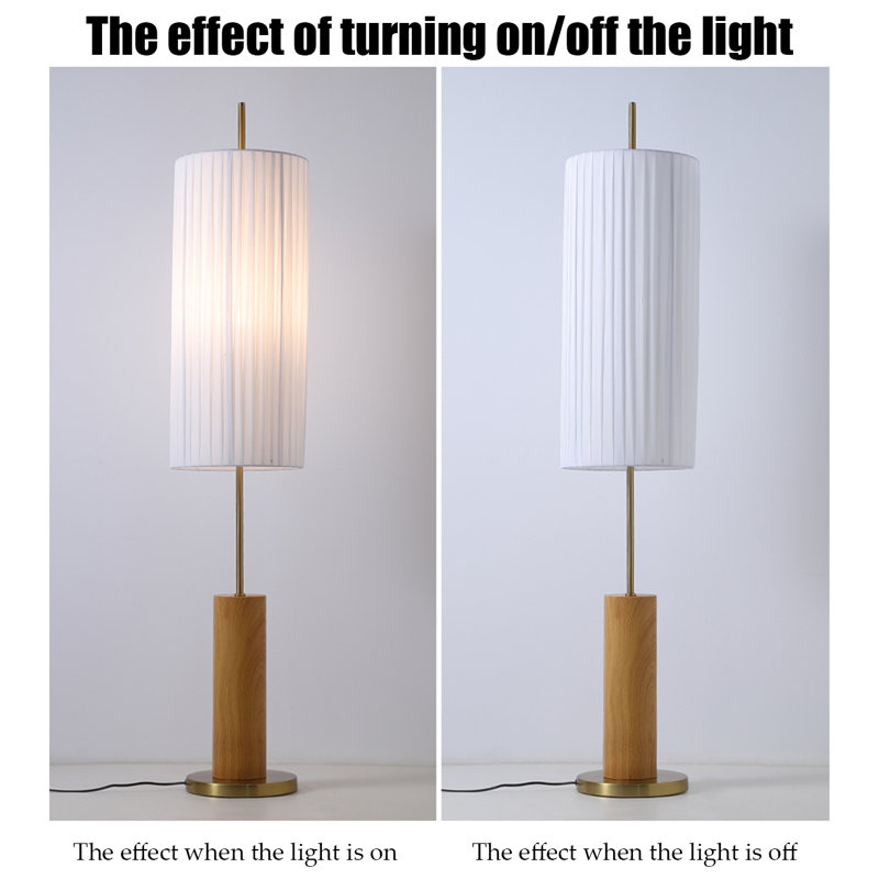 Lampe sur pied en bois massif moderne et minimaliste, Brun