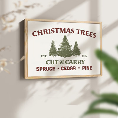 «Christmas Farm Sign I», reproduction encadrée