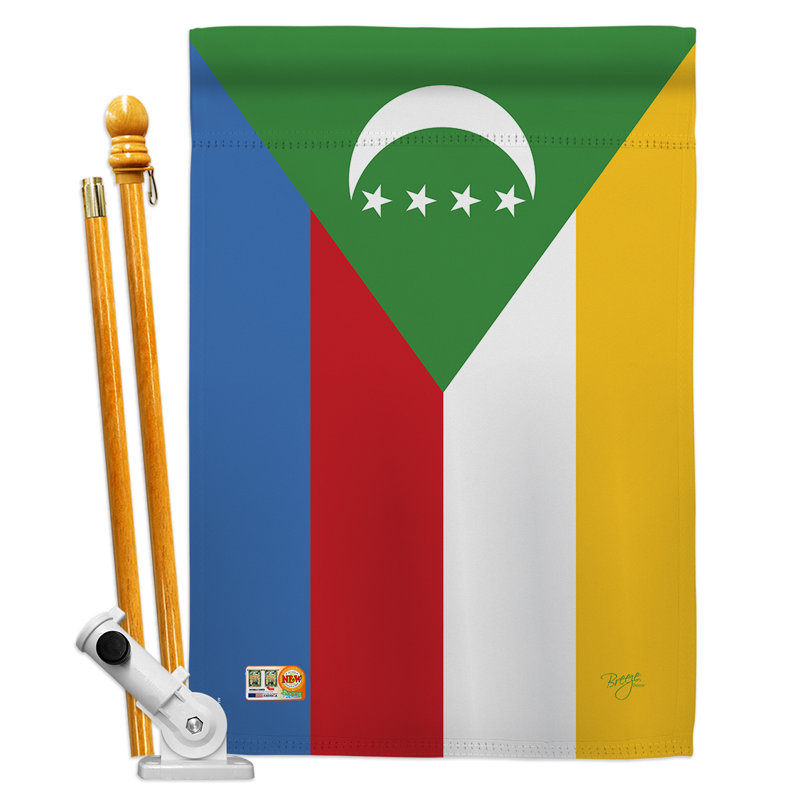 Les drapeaux des Comores du monde de la nationalité et du polyester décoratif vertical à 2 faces 28 x 40 po Ensemble de drapeaux