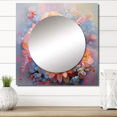 Delicate Blossoming Succulent Tender Pastels II - Succulent grand miroir carré pour décoration murale