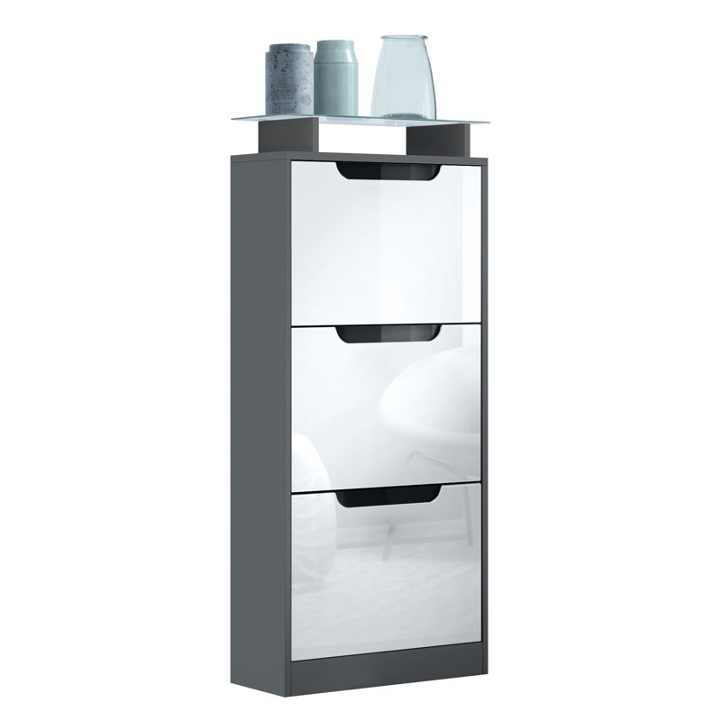 12 Pair Shoe Storage Cabinet, Anthracite/White