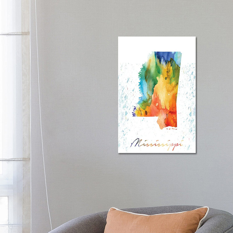 Mississippi State Colourful - Wrapped Canvas Painting, 66.04cm H x 45.72cm W x 1.91cm D