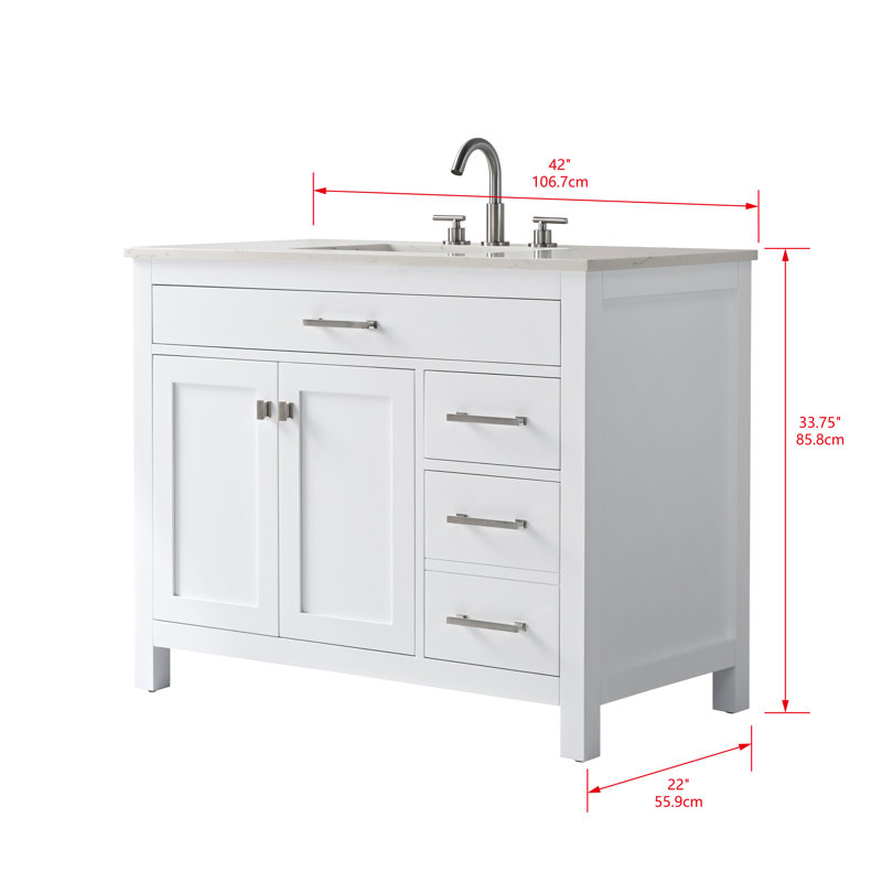 Trevor 42" W Single Vanity, White/Brushed Nickel