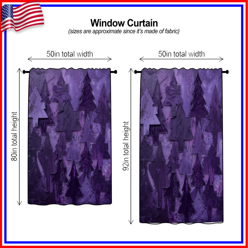 Rideaux de fenêtre mauve à motif de pin texturé mauve, Blocage, 50 po x 92 po - 1 panneau
