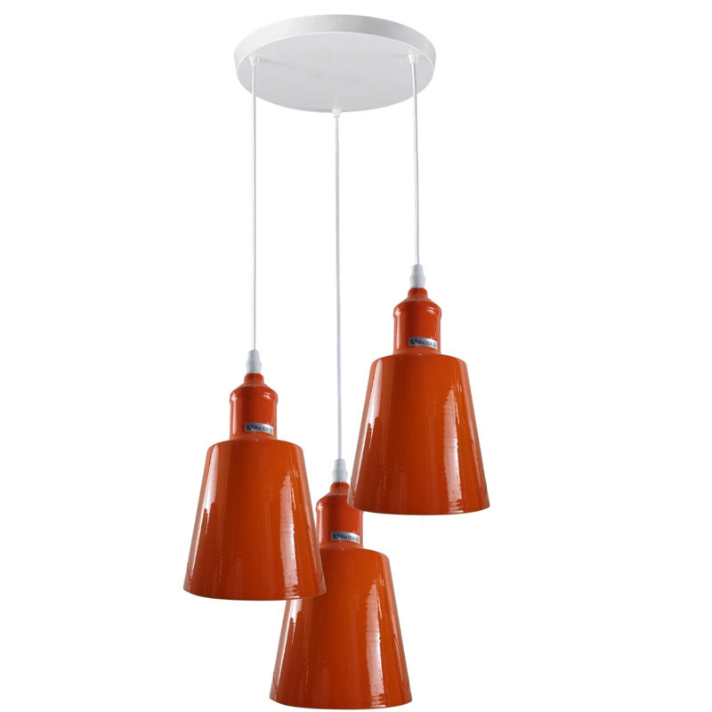 3 - Light Silver Cluster Pendant, Orange