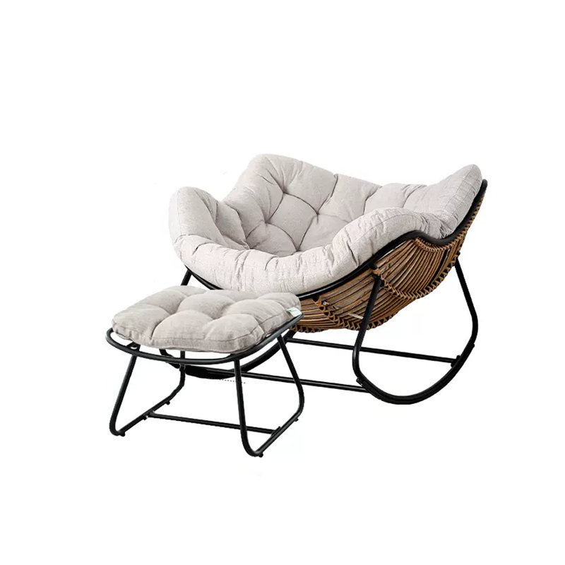 Chaise berçante Lazy Home, Noir / brun, Gris riz