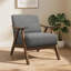 Fauteuil d'appoint moderne à une place avec structure en bois de noyer et tissu d'ameublement gris classique-1260658992-1260658994