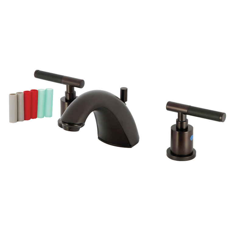 Kingston Brass Kaiser Two-Handle 3-Hole Deck Mount Widespread Bathroom Faucet with Retail Pop-Up Drain