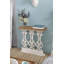 Console 32 po x 12 po x 32 po classique blanc délavé avec plateau en bois brun