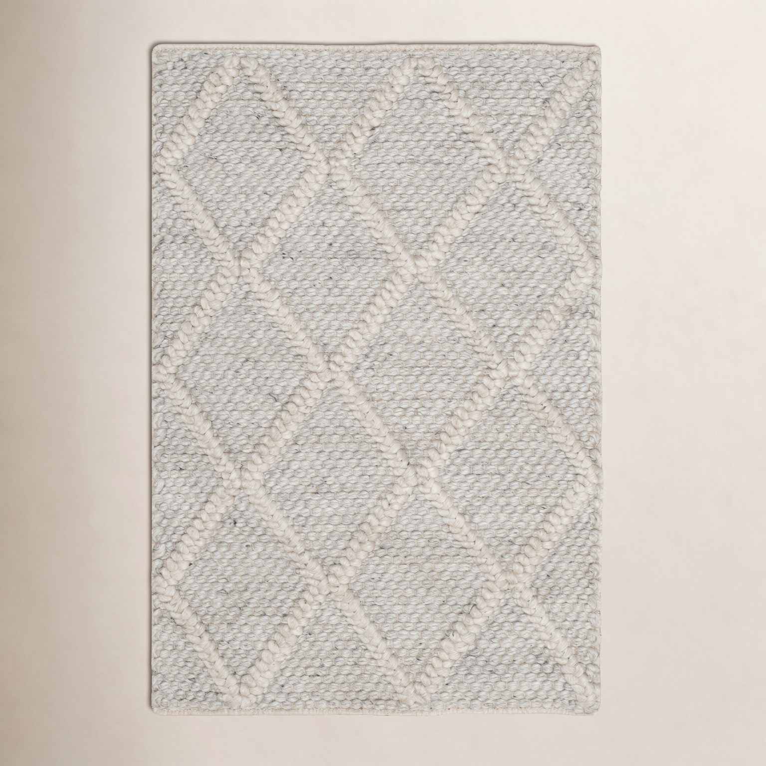 Russo Silver Ivory Flatweave Geometric Rug, Rectangle 9' x 12'