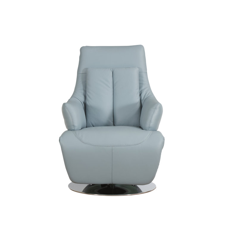 Bernardo Leather Swivel Power Recliner, Blue Genuine Leather