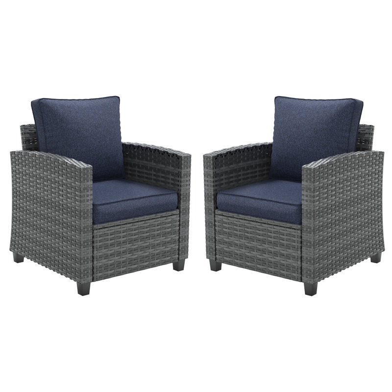 Patio Single Chair With Cushion(Set Of 2), Navy