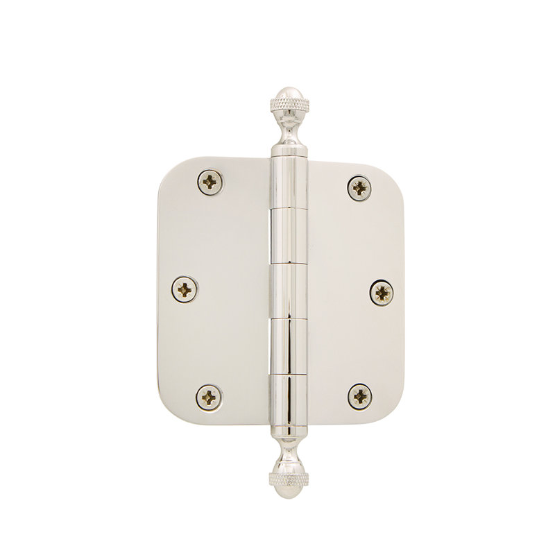 3.5'' x 3.5'' Brass Butt Bearing Hinge, Polished Nickel