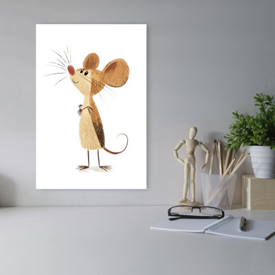 Happy Little Mouse Playful Whimsical Contemporary Animal Wall Art Print by Mathieu - Wrapped Canvas Print