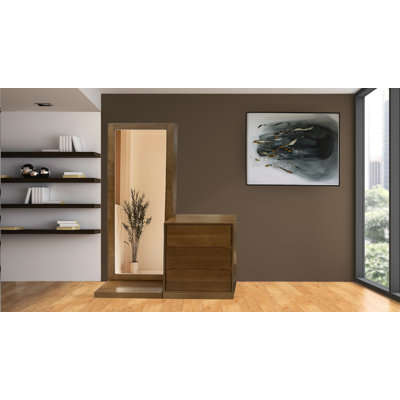 Monte Standing Dresser Wooden With A Mirror In  Walnut 