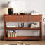 Élégant rangement cannelé pour hall d'entrée avec trois tiroirs d'une profondeur de 48,15 po, table d'apparence minimaliste moderne d'une largeur de 12,01 po, couleur brune