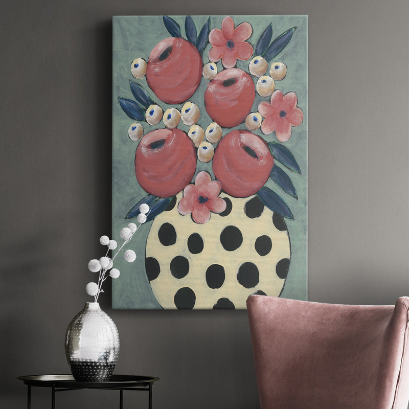 Jamboree Floral I - peinture sur toile tendue, H 60 po x l 40 po x P 1,5 po