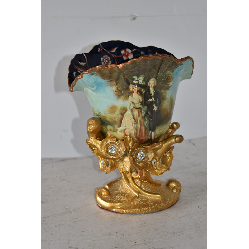 Vase en résine Floro Blossoming avec motif de William Hallett, taille: 9 po x 8 po x H 12 po