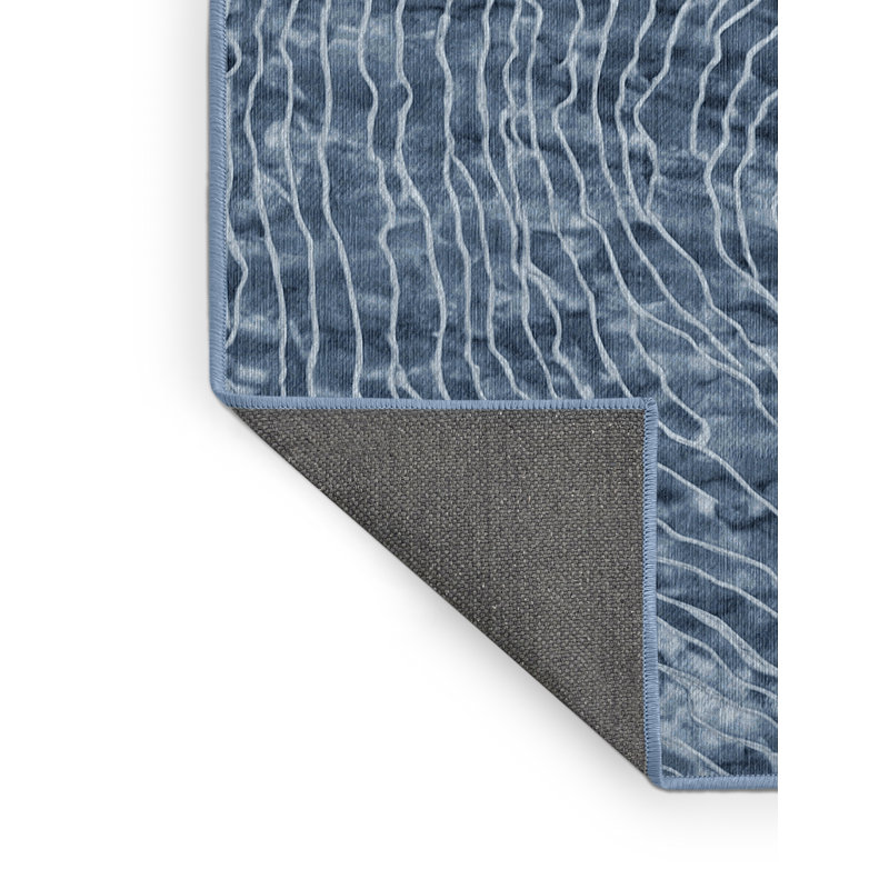 Machine Washable Blue Area Rug, Square 4'