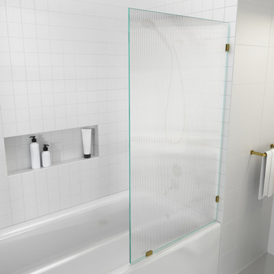 Gaia 34 in. x 58.25 in. Frameless Fluted Single Fixed Bath Panel