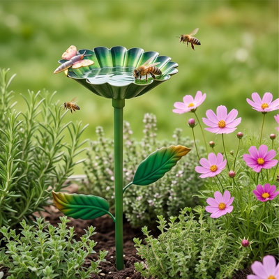 Piquet de jardin en métal avec fleur