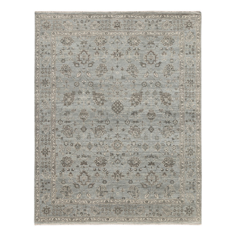 Tapis bleu glacier noué à la main Butner, Rectangle 2 pi x 3 pi