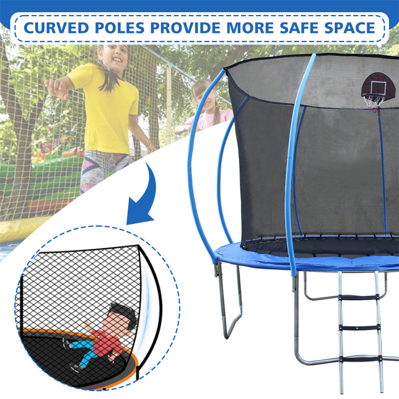 Trampoline 12 pi avec enceinte - Trampolines récréatives avec échelle et revêtement antirouille