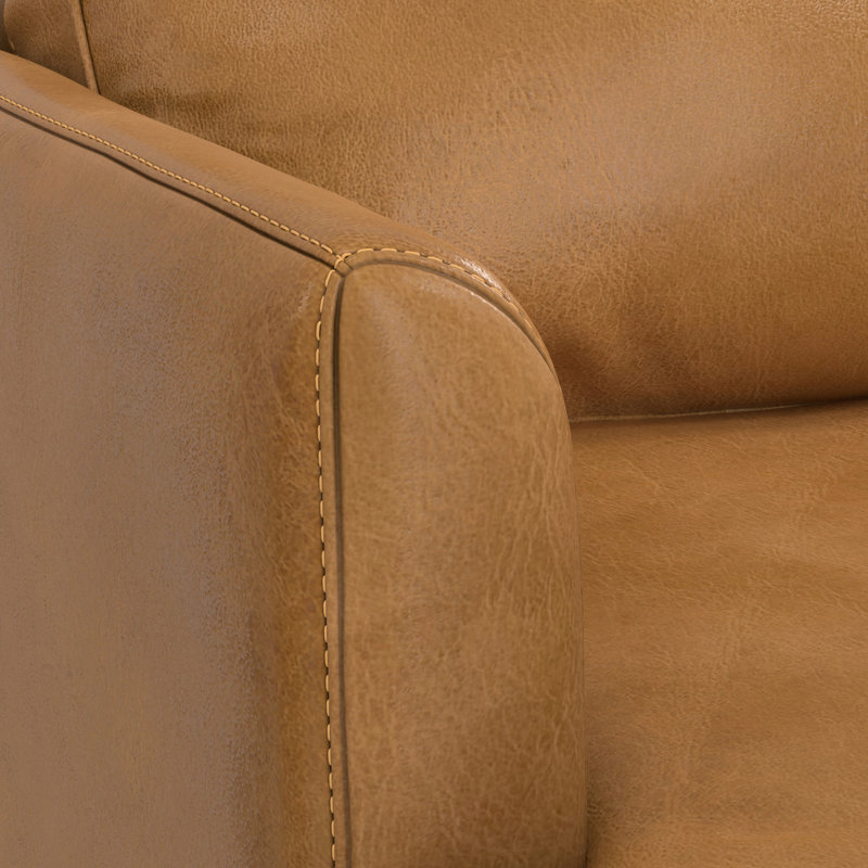 Canapé Livingston de 76 po en cuir véritable Sienna, Marron clair