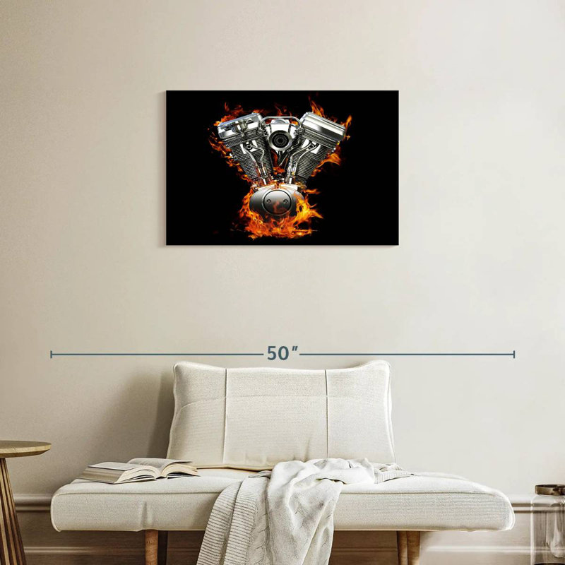 Mehar Blazing Motorcycle Engine, 20" H x 30" W