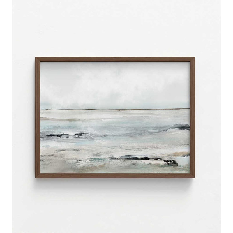 Abstract Beach Wall Art: Sandybay Landscape, H 24 po x l 32 po, Framed Print without Mat, Brown
