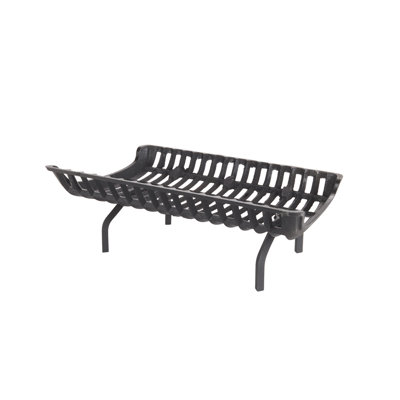 28" Heavy-Duty Cast Iron Fireplace Grate with 4" Clearance