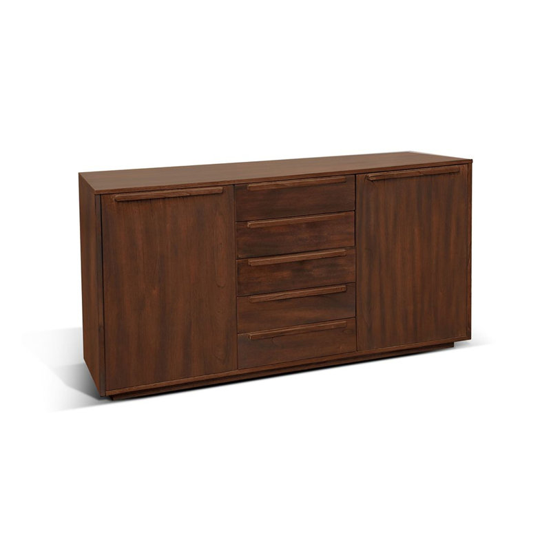 Buffet Nancy avec 3 tiroirs et 2 armoires, bois d'acajou brun
