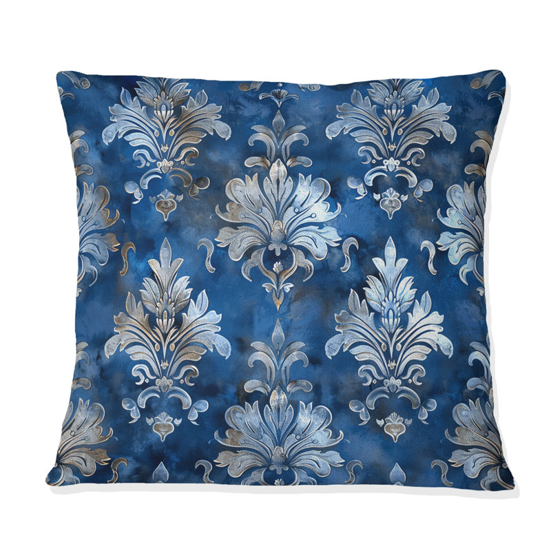 Coussin décoratif glamour à motif damassé glamour II, H 16 po x l 16 po