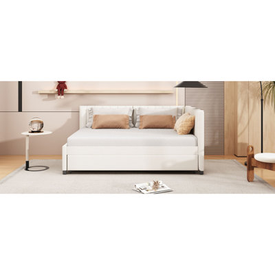 Lit de jour en tissu d'ameublement (beige)