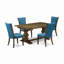 L'ensemble de table de salle à manger 5 pièces comprend une table de cuisine rectangulaire avec rallonge amovible et 4 chaises rembourrées en tissu de couleur bleue, jacobine vieilli-1437975338-1437975340-1437975341