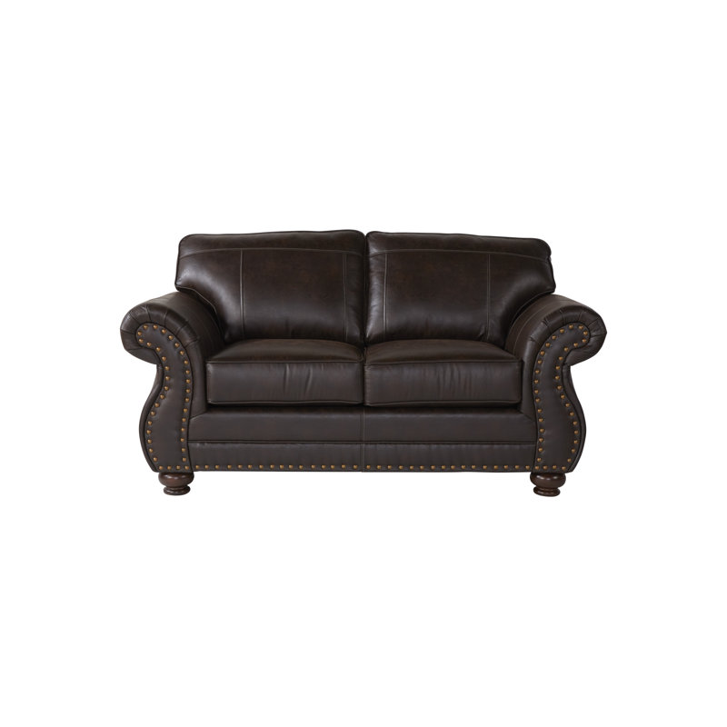 Claycomb 69'' Faux Leather Loveseat, Ridgeline Brownie
