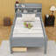 Lit plateforme simple en bois avec DEL et tablettes et 2 tiroirs-1259441510