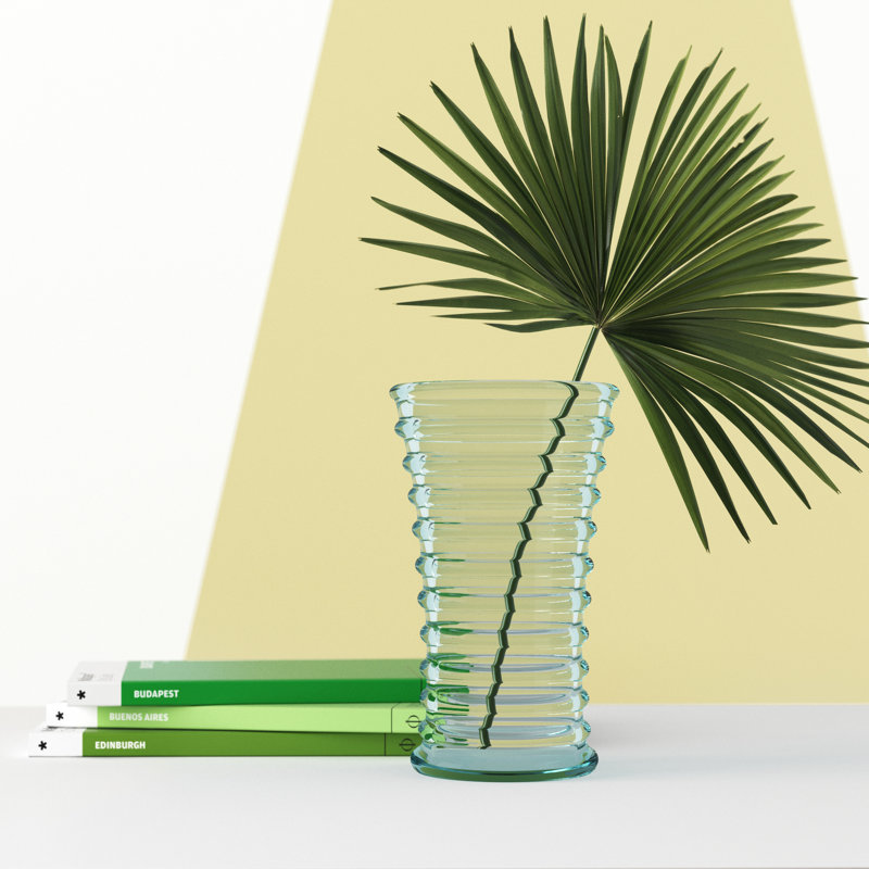 Vase de table en verre Abigael 5,51 po, Vert