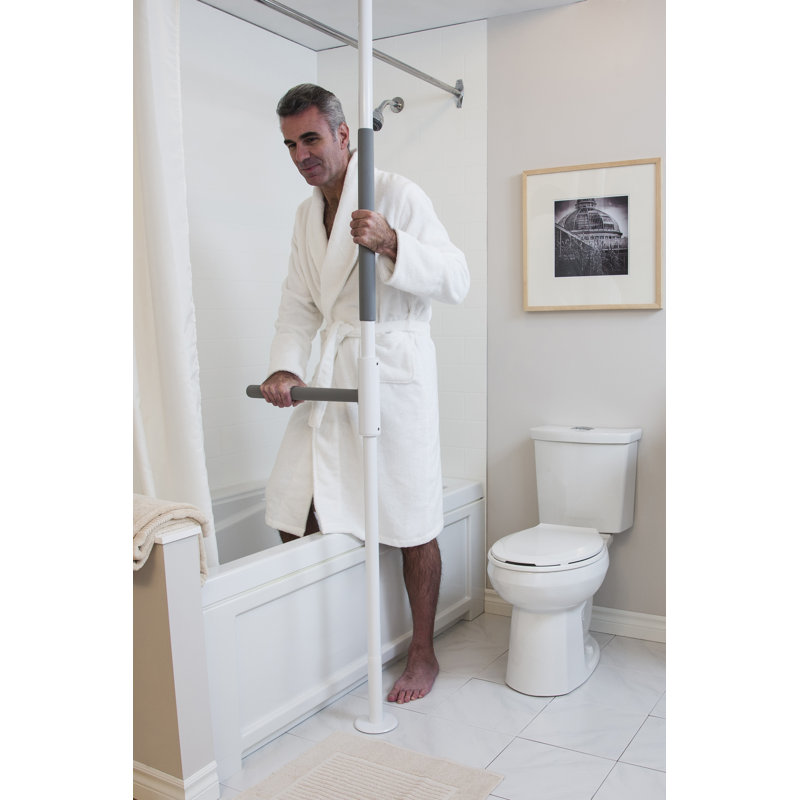 HEALTHCRAFT SuperBar, (8-Feet) Transfer Pole with Pivoting Grab Bar (16"), Tension-Mounted Floor to Ceiling Safety Pole for Bedroom, Bathroom and Living Room (300 Lbs. Capacity)