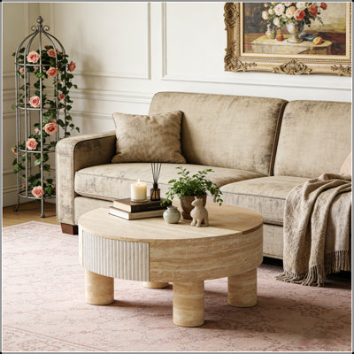 Round Coffee Table with Flip-Top and Hidden Storage, Perfect for Modern Living and Extra Storage
