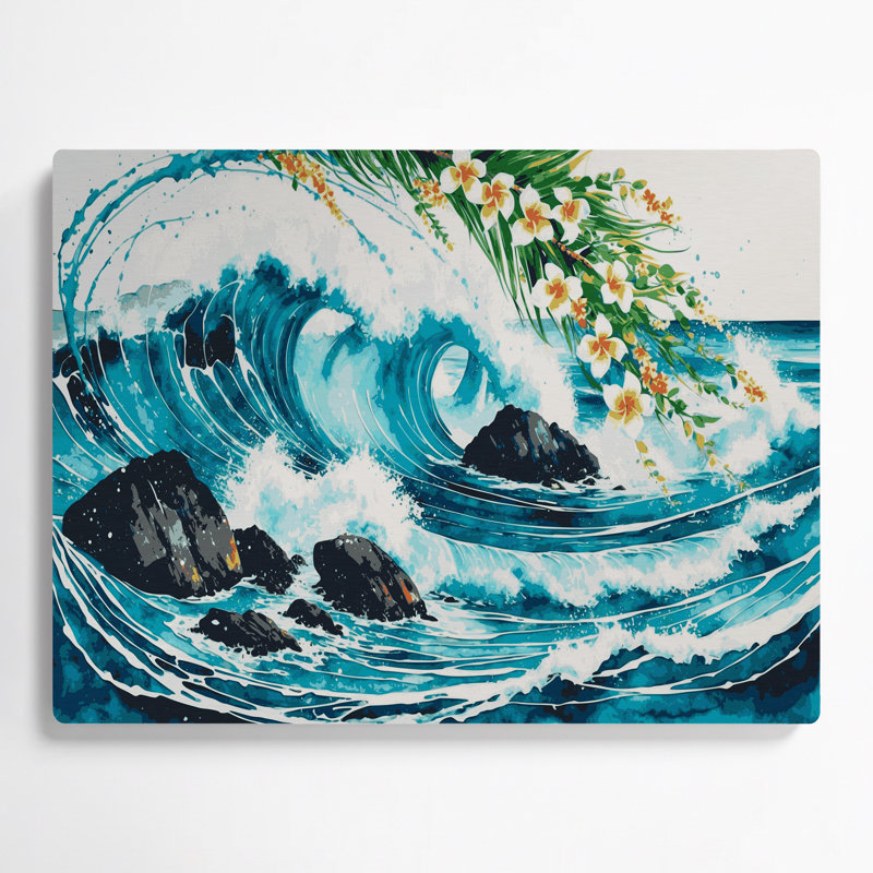 Art mural hawaïen océan vert en métal, H 11 po x l 14 po