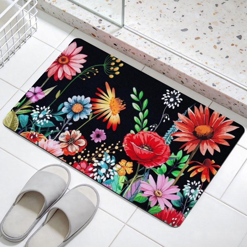 Tapis multicolore noir Bold Floral